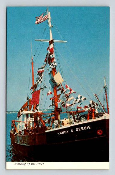 Provincetown Harbor Massachusetts Blessing of the Fleet Postcard (O-85)
