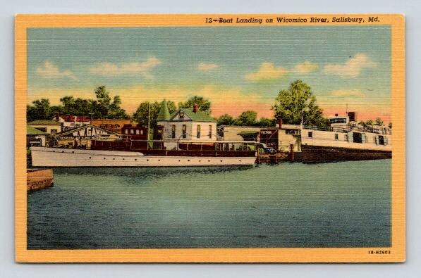 Salisbury Maryland Boat Landing Wicomico River Postcard (O-121)
