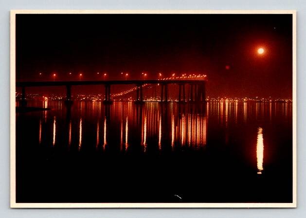 San Diego California Coronado Bay Bridge at NIght - Continental Postcard (ContB-111)
