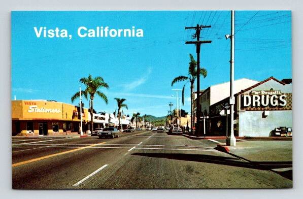Vista California Dougall's Drugs Store,  Stationers Postcard (O-363)