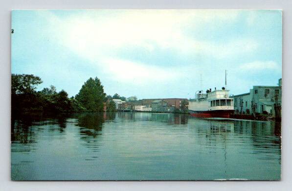 Salisbury Maryland Wicomico River Boat, Dock Pel-Mar-Va Peninsula Postcard (O-814)