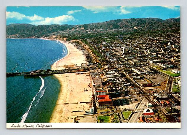 Santa Monica California Aeirial View, Hotel, Palisades Park Postcard (ContB-139)