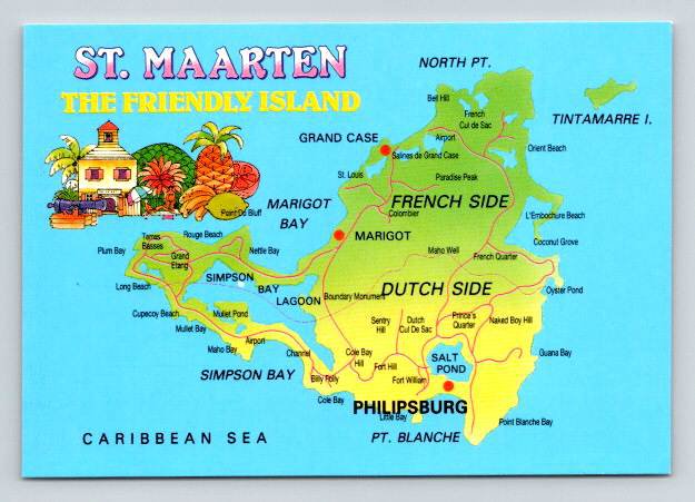 St. Maarten Island Caribbean - Continental Postcard (BoxPR-11)