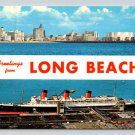 Long Beach California Skyline Greetings From  Continental Postcard (ContB-357)