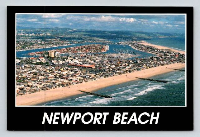 Newport Beach California Aerial View Oceanfront - Continental Postcard (ContB-363)