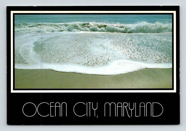Ocean City Maryland Beach Crashing Waves, Surf, Pre Barcode Continental Postcard (ContB-453)