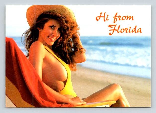 Sexy Florida Girl - Risque Bathing - Continental Postcard (ContB-459)