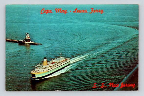 Cape May - Lewes Ferry between New Jersey and Delaware, Lighthouse Postcard (R-141)
