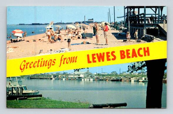 Lewes Beach Delaware Greetings From Banner - Pre Zip & Barcode Postcard (R-145)