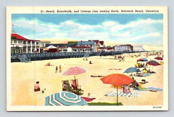 Rehoboth Beach Delaware Boarwalk and Beach Postcard (R-259)
