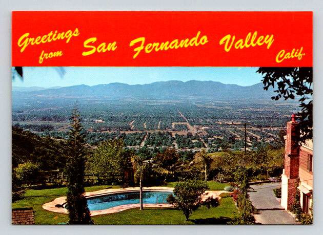 San Fernando Valley California Greetings From Banner Postcard (ContB-801)