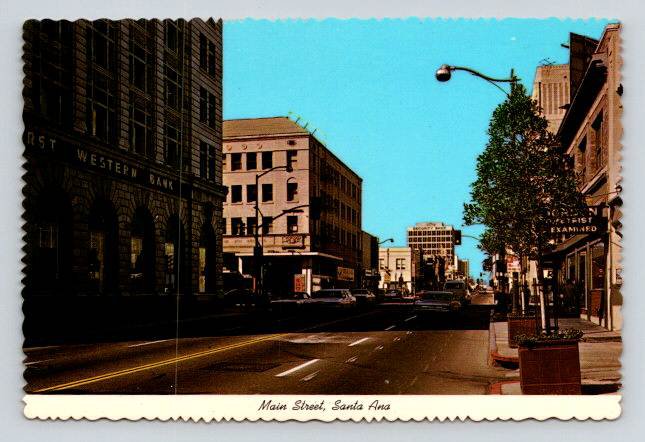 Santa Ana California Main Street Western Bank Postcard (ContB-803)