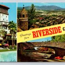 Riverside California Greetings From Yellow Banner Multi View Postcard (ContB-821)