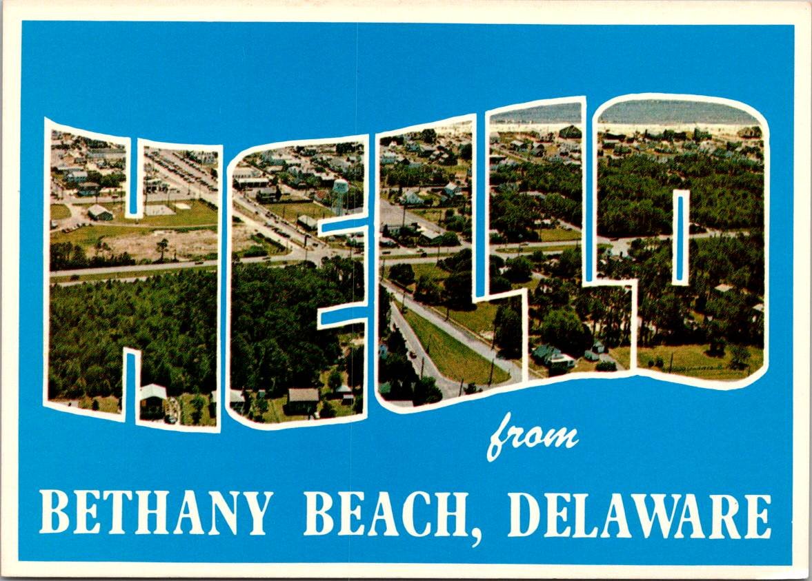 Bethany Delaware Large Letter HELLO Postcard (ContC-25)