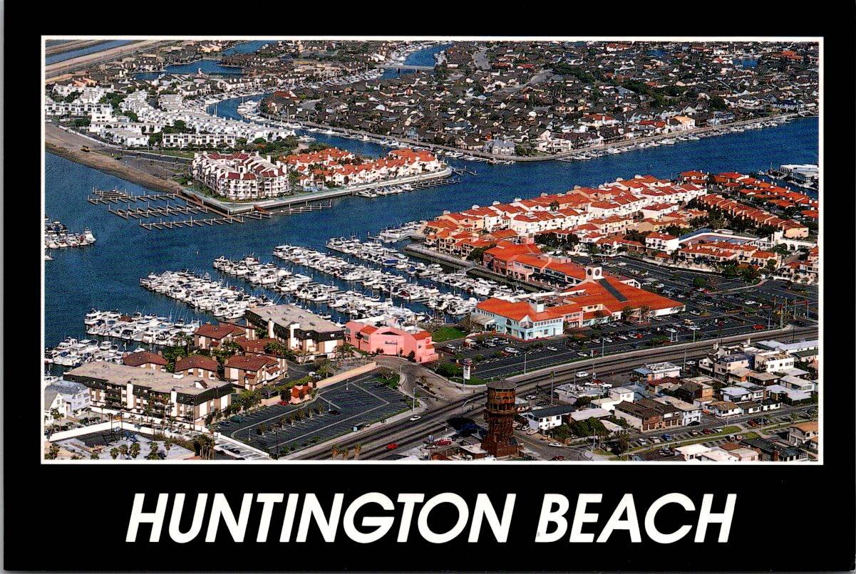 Huntington Beach California Aerial View Orange County Postcard (ContC-47)