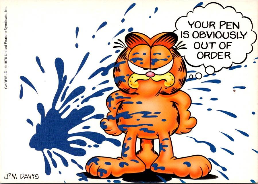 Garfield Cat - Your Pen is out of Order Comic - Signed Jim Davis Postcard (ContC-139)