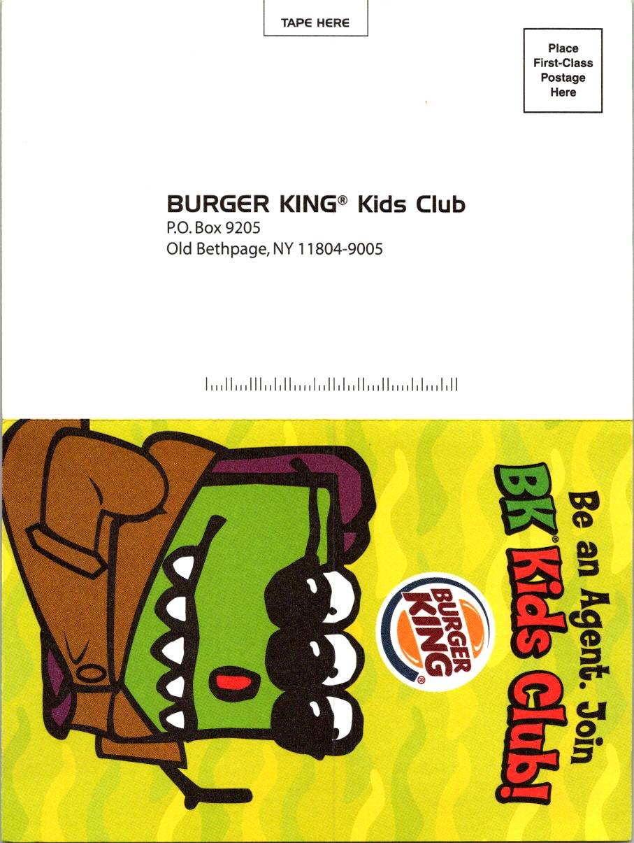 Burger King Kids Join Club Advertising - Postcard Old Bethpage, New York (ContC-167)