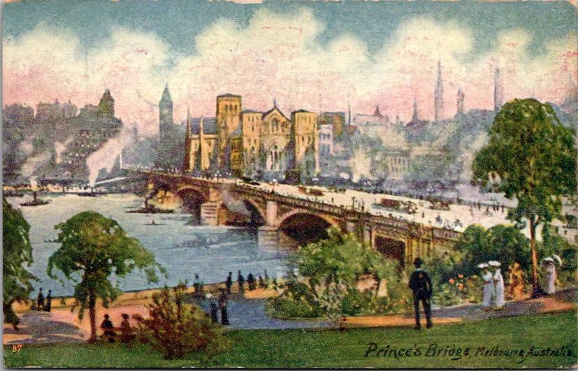Melbourn Australia Prince's Bridge Postcard (ecM332)