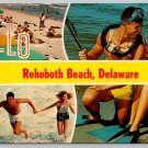 Hello From Rehoboth Beach Delaware - Bathers, Diver Postcard (V-573)
