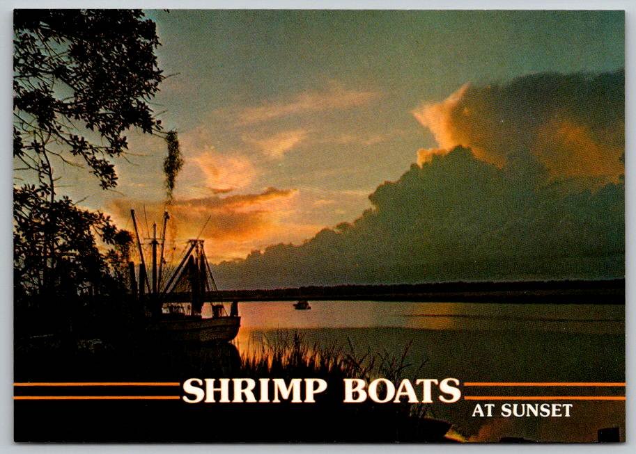 Shrimp Boats at Sunset Jacksonville Florida Postcard (ContD-19)