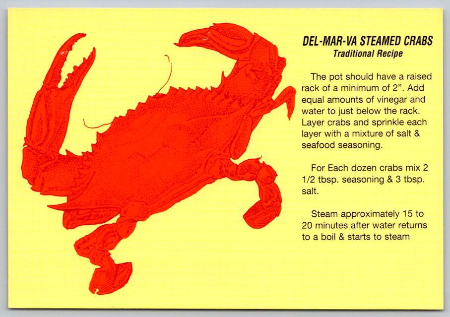 Delmarva Steamed Crabs Recipe Postcard - R.C. Pulling (ContD-43)