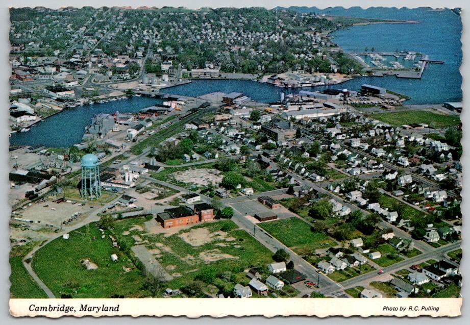 Cambridge Maryland Aerial View south Shore of the Choptank River - R.C. Pulling (ContD-45)