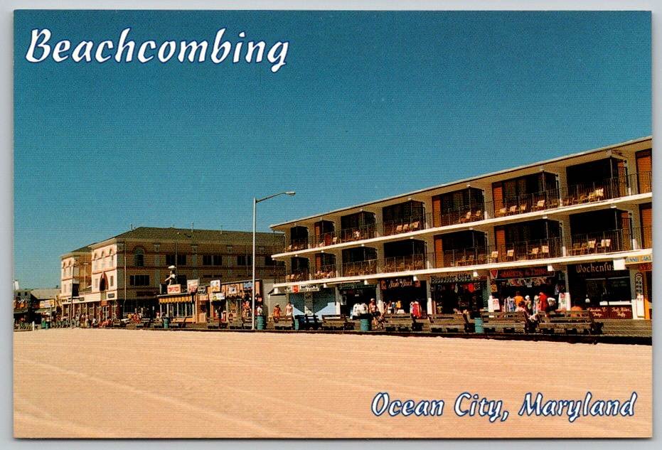 Ocean City Maryland Beachcombing Boardwalk, Datton's, Bluewater Gifts Postcard (ContD-55)
