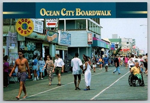 Ocean City Maryland Boardwalk, Book World, Haven Motel, Deli Postcard (ContD-57)