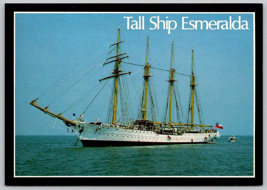 Chilean Barquentine Esmeralda Ship Sailboat Ocean Coastal Yacht Postcard (ContD-89)