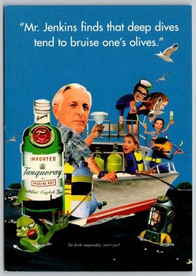 Tanqueray Deep Sea Diving Olives Mr Jenkins Advertising Postcard (ContE-51)