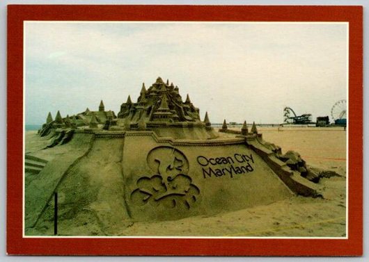 Ocean City Maryland Ferris Wheel, Sand Castle - Continental Postcard (ContF-23A)