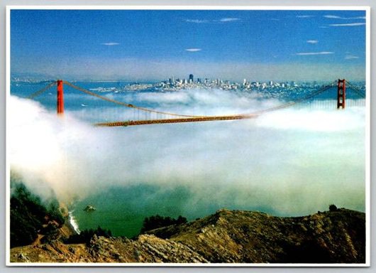 San Francisco Golden Gate Bridge Fog Rolling In Postcard (ContF-51)