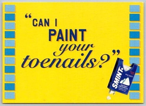 Can I Paint your Toenails? - Smint Breath Fresheners Advertising Postcard (ContF-81)