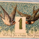 Swallows Wishing You a happy New Year Glitter Postcard (Y-354B)