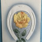 Birthday Greetings Yellow Rose & Horseshoe Postcard (ecM344C)