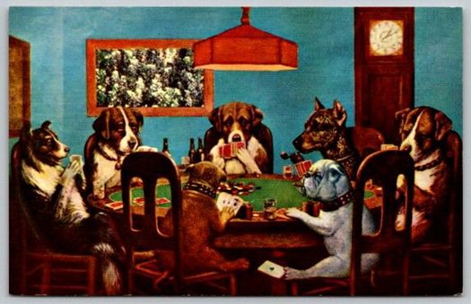Dog-Gone-It Dogs Playing Cards Life Would be Great Game If Cheaters Postcard (Y-398)