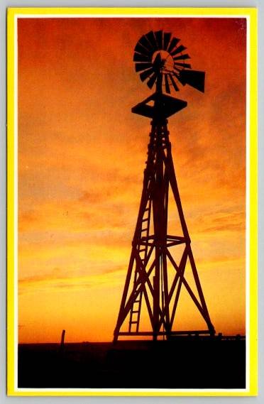 Texas Wind Mill at Sunset, Lone Star State Postcard (Y-459)