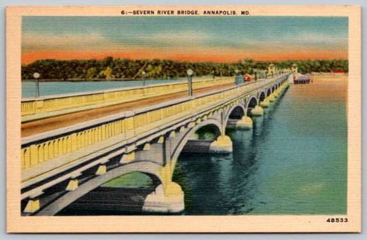 Annapolis Maryland Severn River Bridge Postcard (ecM348)