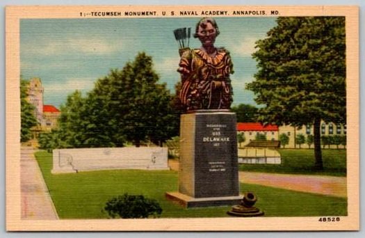 Annapolis Maryland Tecumseh Monument Naval Academy Postcard (ecM352)