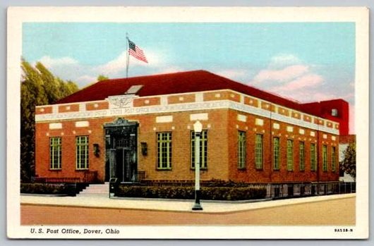 Dover Ohio U.S. Post Office Postcard (ecM364)