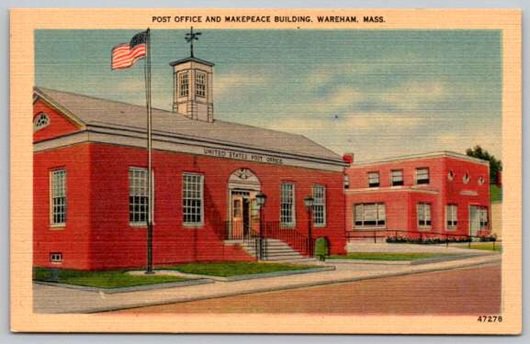 Wareham Massachusetts Post Office, Makepeace Building Postcard  (Y-672)