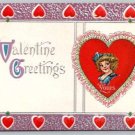 Valentine Greetings Girl in a Heart Vintage Postcard (PCCA-1)