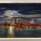 Jacksonville Florida St. John's River Skyline Moonlight Night 1942 Postcard (PCCA-31)