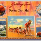 Ocean City, Maryland Greetings From Leap Frog Bathing Beauties Postcard (PCCA-5)
