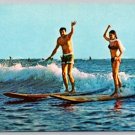 Surfing Off Waikiki Beach in Honolulu Hawaii - Pan Am Airline Postcard (Z-538)