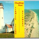 Fenwick Island Delaware Light House & Aerial Beach Banner View Postcard (Z-570)