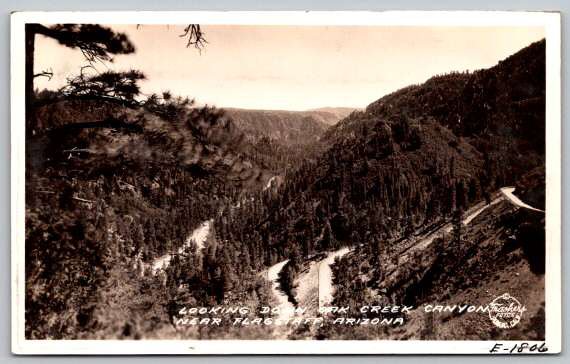 RPPC Near Flagstaff Arizona looking down Oak Creek Canyon Frasher's Postcard (PCCA71)