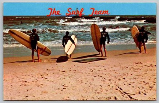 The Surf Team Indian River Inlet Surfing Area Delaware Vintage Postcard (AA-505)