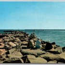 Galilee Rhode Island the Break Water Rocks - Plastichrome Postcard (AA-589)