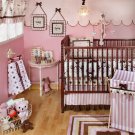 Girls Pink Brown Baby Love 4pc Crib Bedding Set by Baby Sam